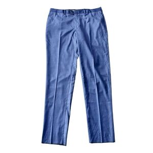 Peter Millar Men’s Blue Flat Front Tailored Straight Leg Trouser Dress Pants